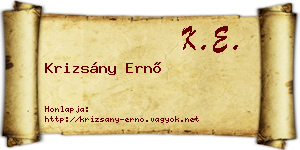 Krizsány Ernő névjegykártya